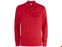 Clique - Basic Polo Pocket L/S Rood XXL