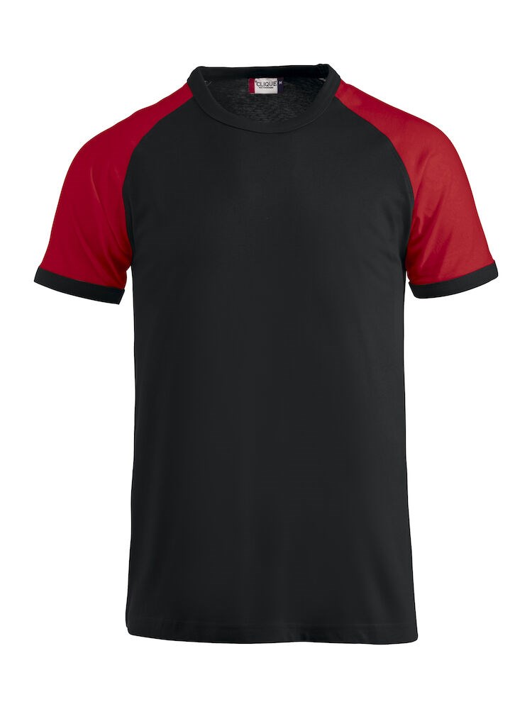 Clique - Raglan-T Zwart/ Rood L