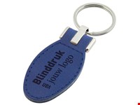 Sleutelhanger kunstleer ovaal blauw