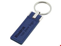 Sleutelhanger kunstleer rechthoek blauw