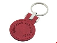 Sleutelhanger kunstleer rond rood