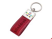 Sleutelhanger metaal PU doming vierkant rood