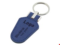 Sleutelhanger kunstleer schild blauw