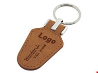 Sleutelhanger kunstleer schild bruin