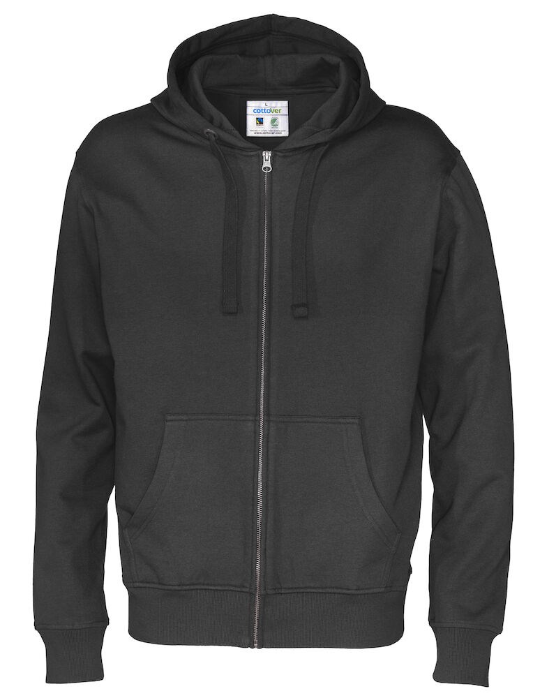 HOODIE FULL ZIP MAN  Zwart M