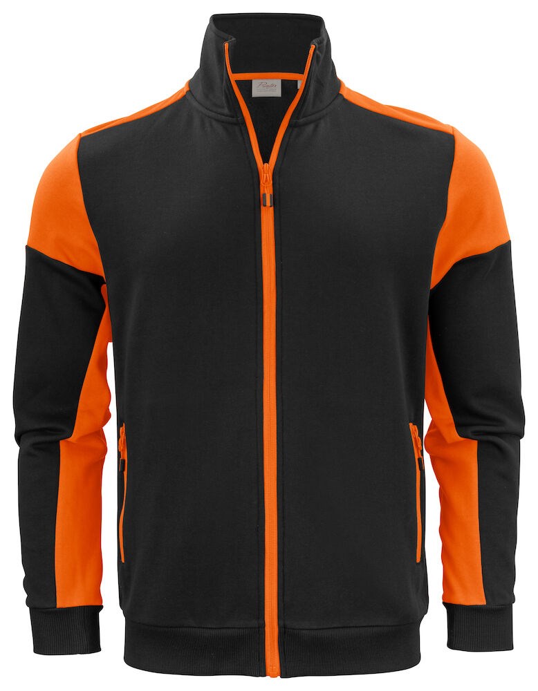 Prime Sweater Volledige Rits Heren Zwart/Oranje L