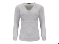 Merino V Gebreide Sweater Dames Lichtgrijs Mêlée L