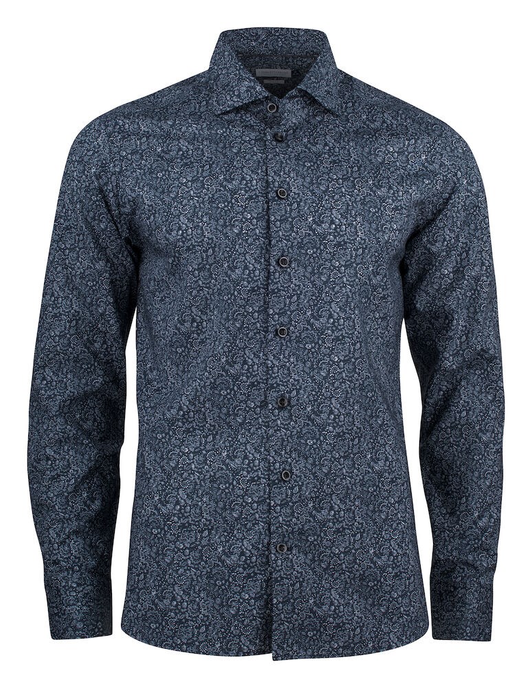 Indigo Bow 37  Hemd Slim Fit Heren Marine Bloemen XS