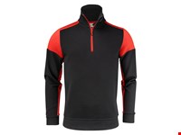 Prime  Sweater Halve Rits Unisex Zwart/Rood L