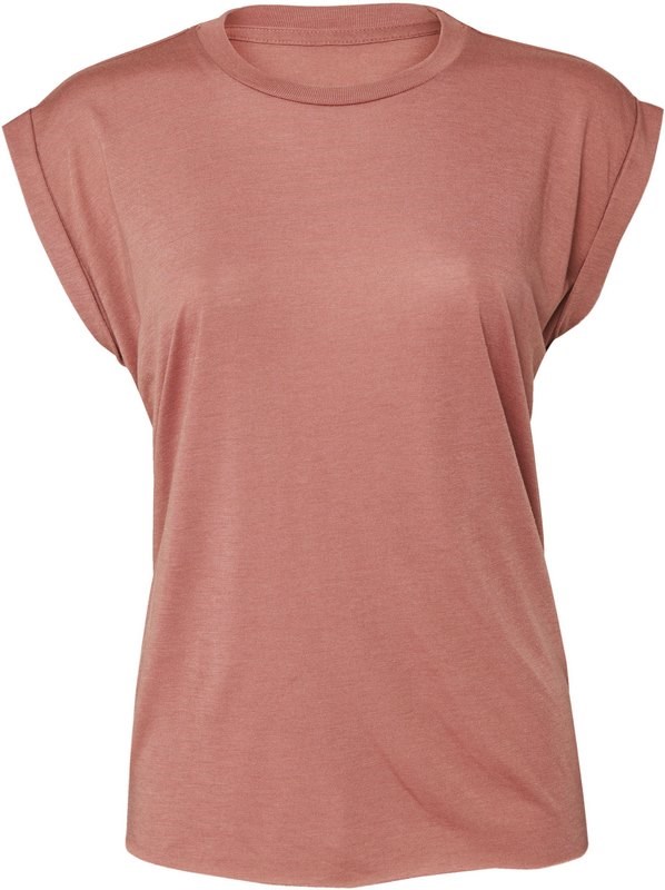 Bella + Canvas Ladies' flowy rolled-cuff T-shirt