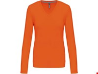 Kariban Dames t-shirt V-hals lange mouwen