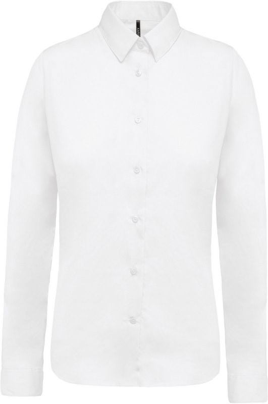 Kariban Damesblouse in popeline met lange mouwen