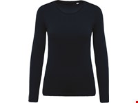 Kariban Dames-t-shirt BIO-katoen ronde hals lange mouwen