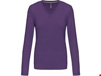 Kariban Dames t-shirt V-hals lange mouwen