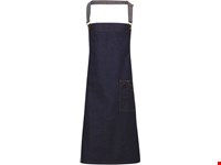 Premier District - Waxed look denim bib apron