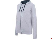 Kariban Damessweater met rits en capuchon in contrasterende kleur