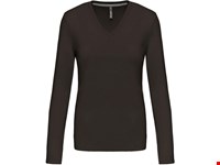 Kariban Dames t-shirt V-hals lange mouwen