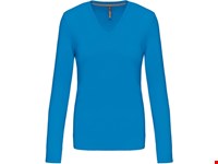 Kariban Dames t-shirt V-hals lange mouwen