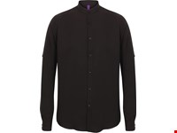 Henbury Men's Mandarin Shirt with Roll-tab Sleeve