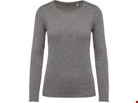 Kariban Dames-t-shirt BIO-katoen ronde hals lange mouwen