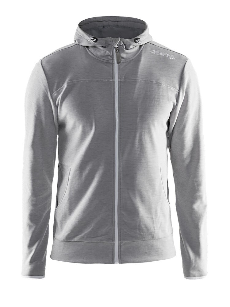 Craft - Leisure Full Zip Hood M Grey Melange/White/Grey Melange XXL