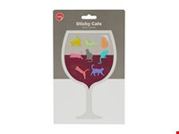 Glasmarker,Sticky Cats,x8,assorte kleuren,silicone