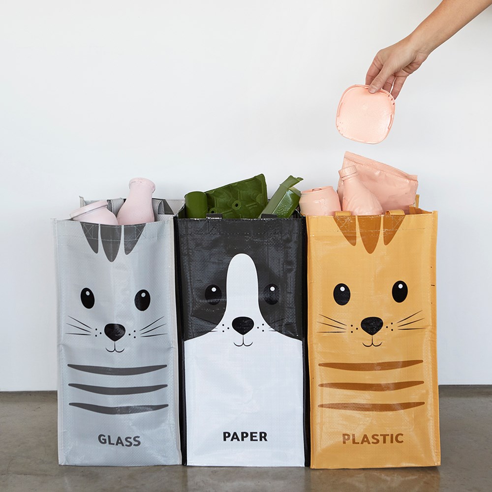 Set recyclingzakken,Meow,x3,gerecycled plastic