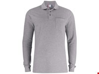 Clique - Basic Polo Pocket L/S Grijs-melange XXL