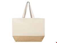 Grote katoenen tas met jute bodem