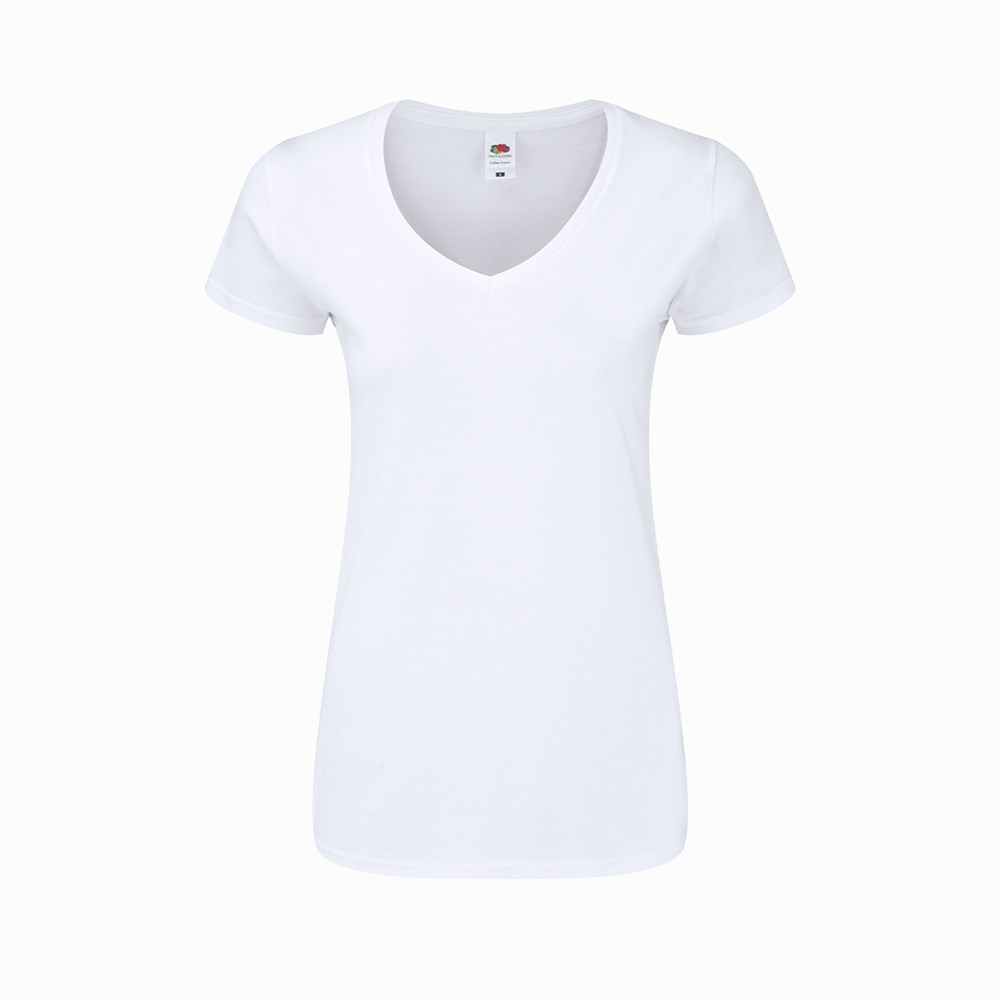 Wit Dames T-Shirt Iconic V-Neck