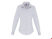 Premier Workwear - Women´s Stretch Fit Poplin Long Sleeve Cotton Shirt