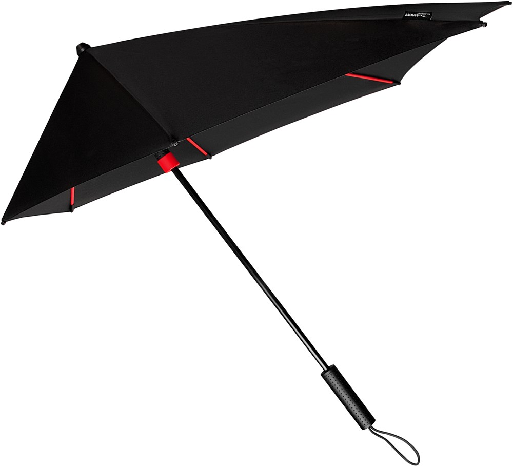 STORMaxi - Arodynamische stormparaplu - Handopening - Windproof -  92 cm - Zwart / Rood