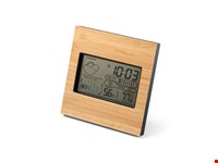 BROMLEY. Desktop weerstation met LCD scherm in ABS en bamboe